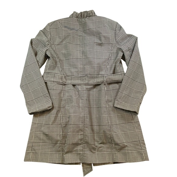 Talbots Petite Women's Houndstooth Ruffle Collar Belted‎ Trench Coat Jacket - Picture 4 of 6